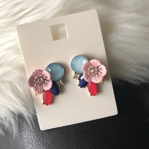 NEW NWT Floral Flower Gem Stud Earrings Old Navy
